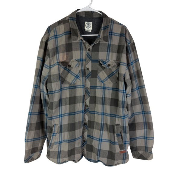 voyager Other - Voyager Men's XXL Gray Blue Plaid Thermal Lined Flannel Shirt Jacket Shacket